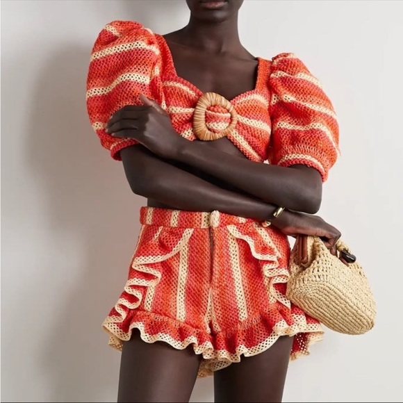 NWT PATBO orange striped crochet top - Picture 2 of 5